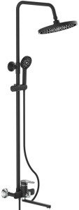 ДУШ СИСТЕМА  PОТАТО  P35274-6 картридж D35, излив 25см, лейка 3 реж., шланг 150 см PVC, цвет черный/хром, нерж. сталь